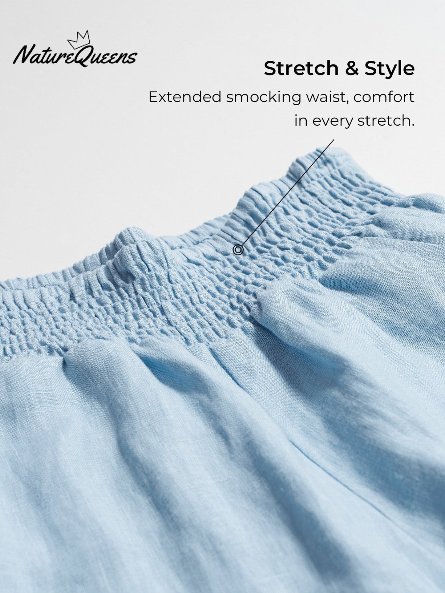 100% Linen Broad Elastic Waistband Pants TALIA