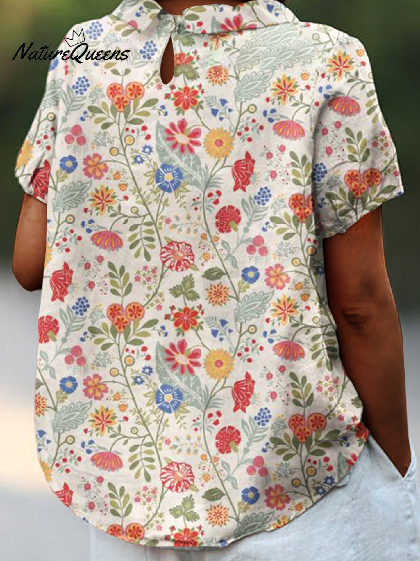 Women's  Pastoral Floral Art Print Casual Cotton And Linen Shirt
