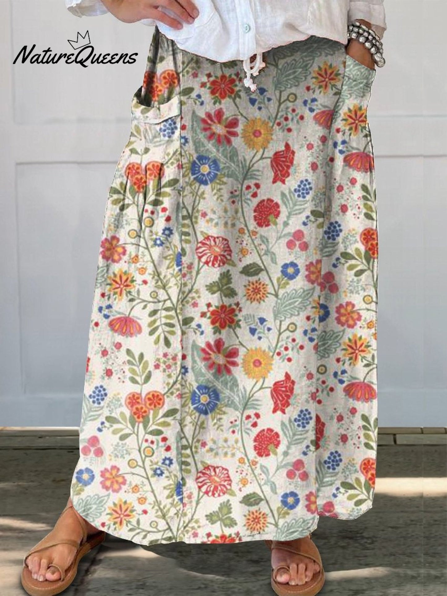 Women's  Pastoral Floral Art Print Casual Cotton And Linen Shirt