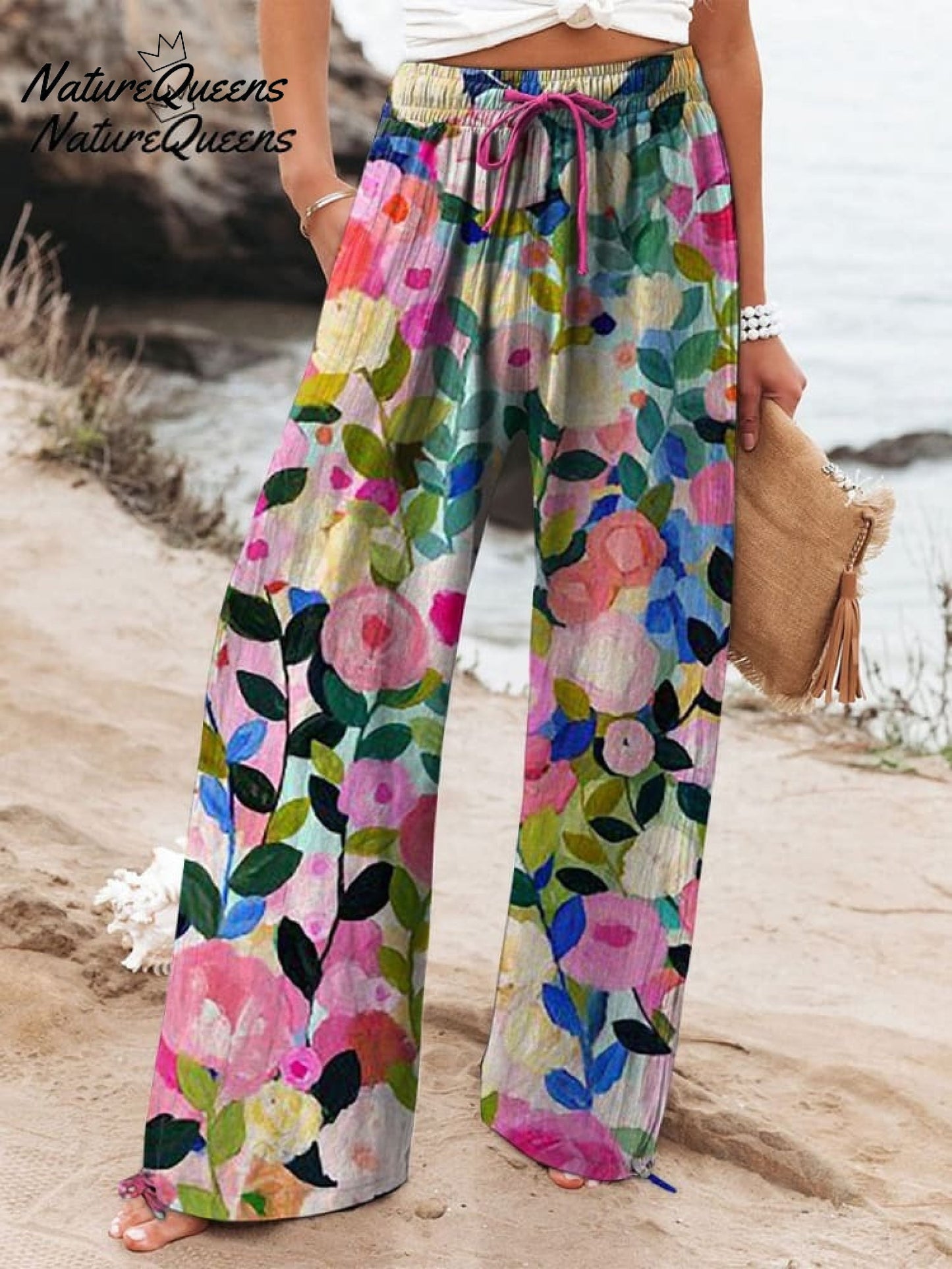 Colorful Spring Floral Garden Printed Women's Casual Cotton And Linen Shirt