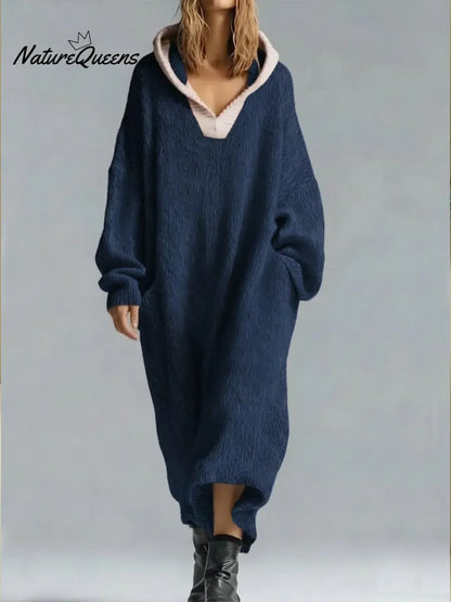 Women's Cozy Hooded Sweater Dress