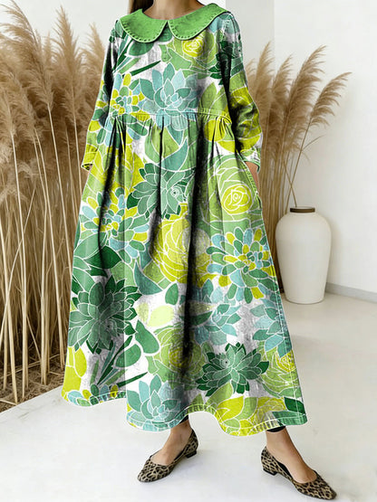 Women's Flowers Floral Pattern Art Print Casual Denim Dress