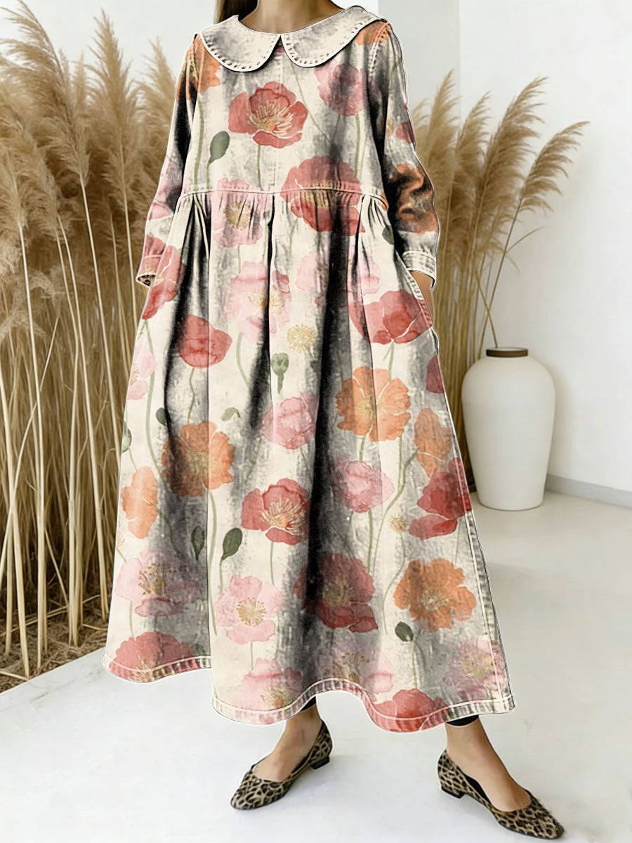 Women's Flowers Floral Pattern Art Print Casual Denim Dress