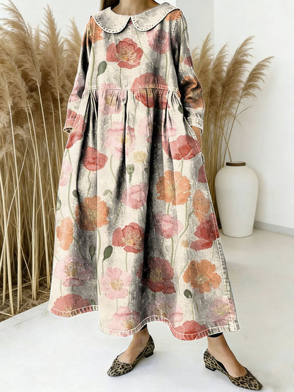Women's Flowers Floral Pattern Art Print Casual Denim Dress