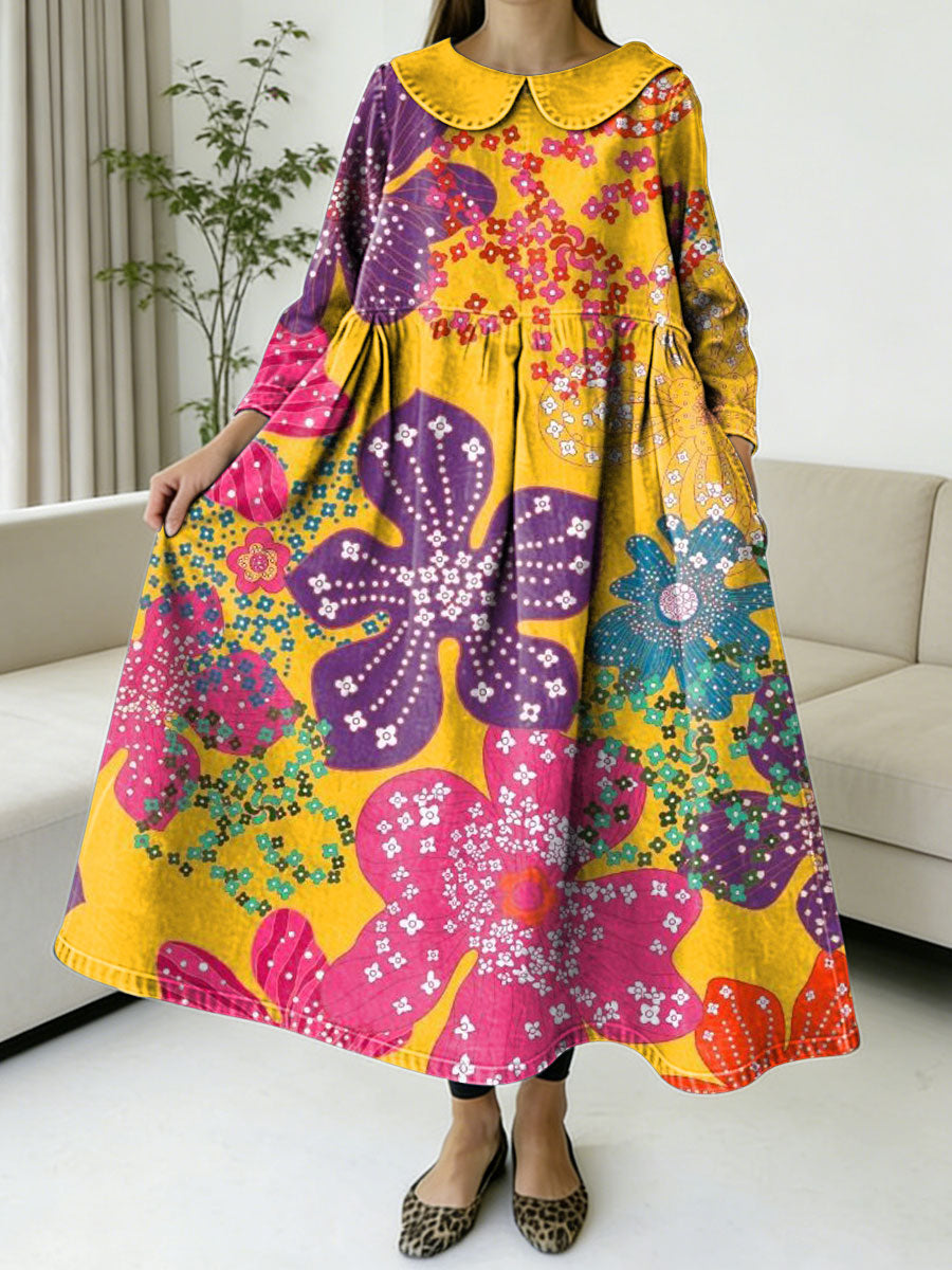 Women's Flowers Floral Pattern Art Print Casual Denim Dress