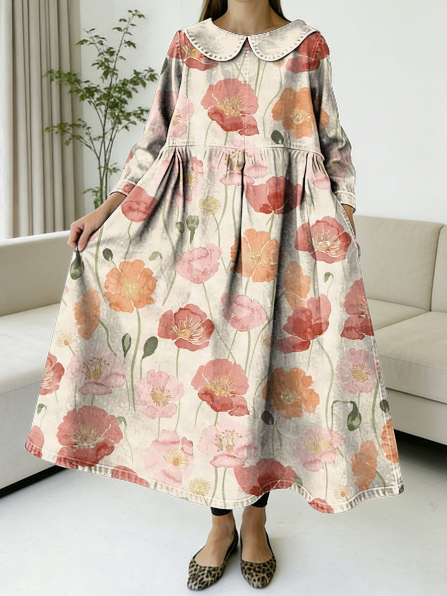 Women's Flowers Floral Pattern Art Print Casual Denim Dress