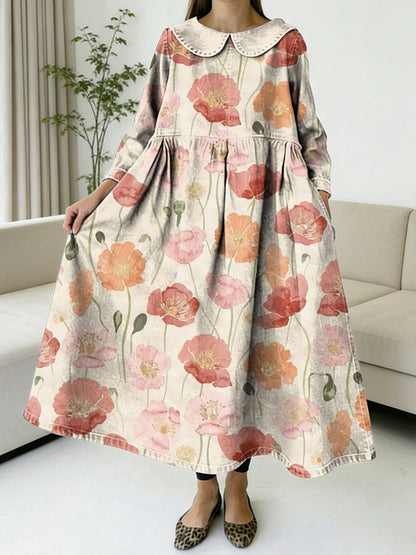 Women's Flowers Floral Pattern Art Print Casual Denim Dress