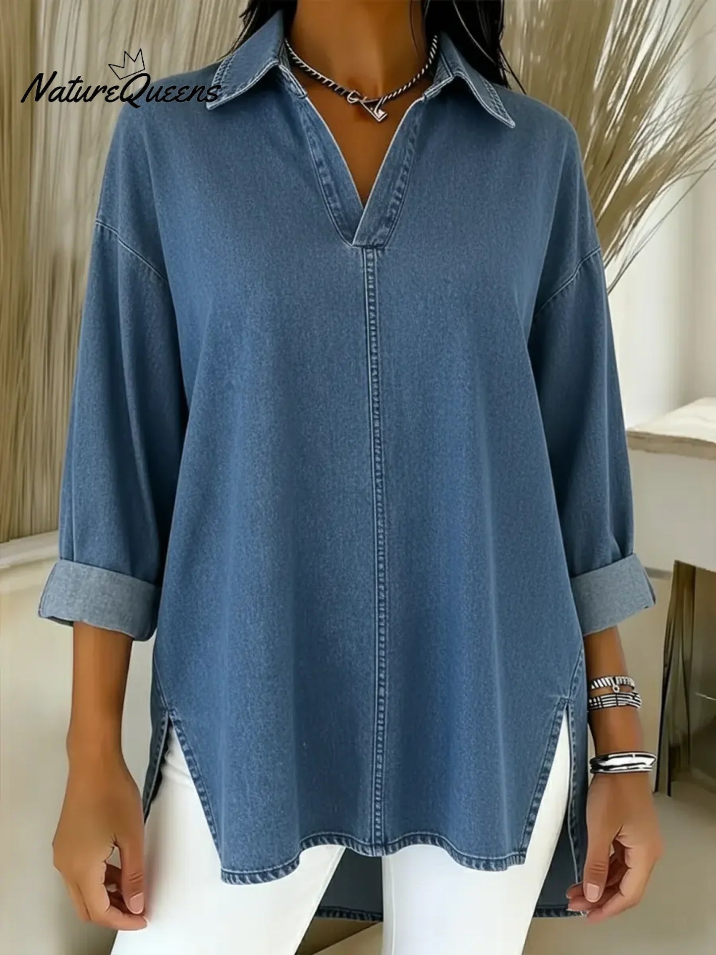 Women's Casual Washed Denim Cotton Top